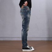 弹力牛仔裤 九分百搭青年时尚 男装 秋冬天厚款 修身 小直筒韩版 长裤 子