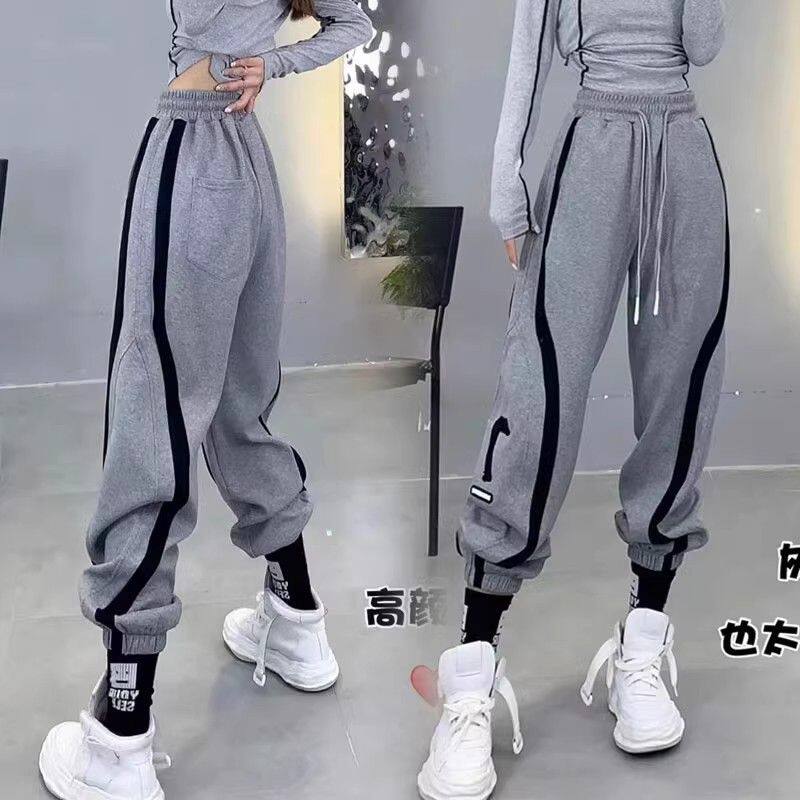 卫裤女时尚休闲百搭嘻哈街舞束脚裤新款高腰炸街哈伦裤加绒运动裤