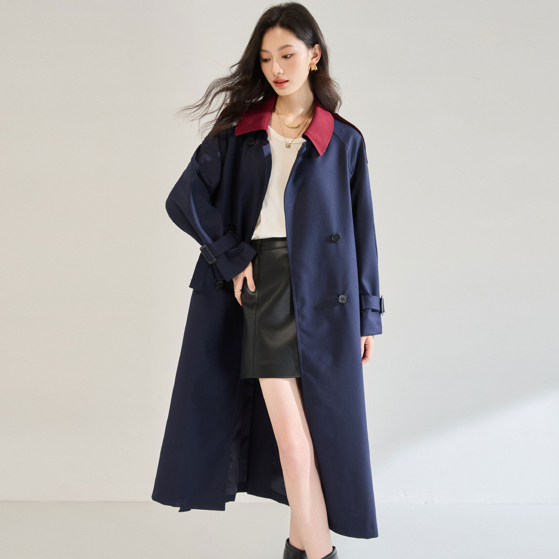 韩系百搭加绒款风衣外套女新款
