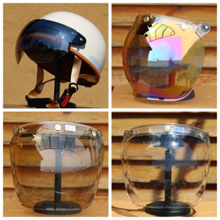 EVO头盔泡泡镜片台湾复古三扣式通用WM镜小盔体防晒遮阳挡风面罩