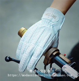 现货uglybros哈雷骑行手套印第安透气宝马春夏秋真皮羊皮打孔触屏