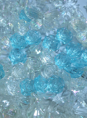 蓝色玫瑰花亚克力手机壳diy手工