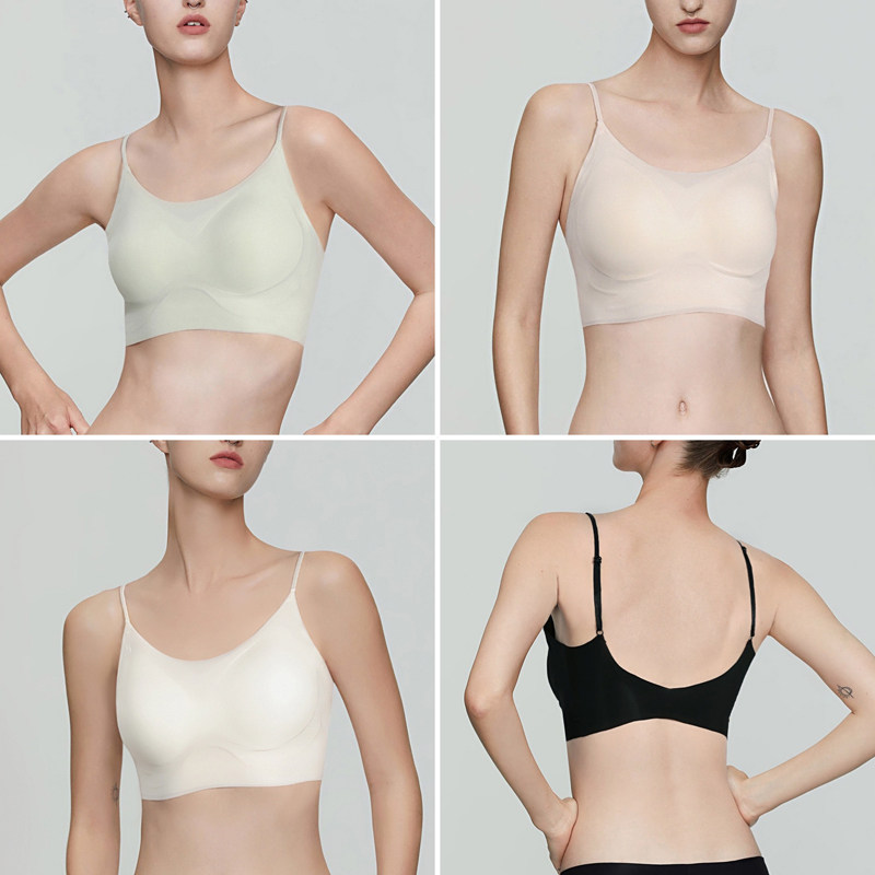 3D透气薄款凉感文胸美背女 舒适无钢圈无尺码通穿背心式内衣胸罩