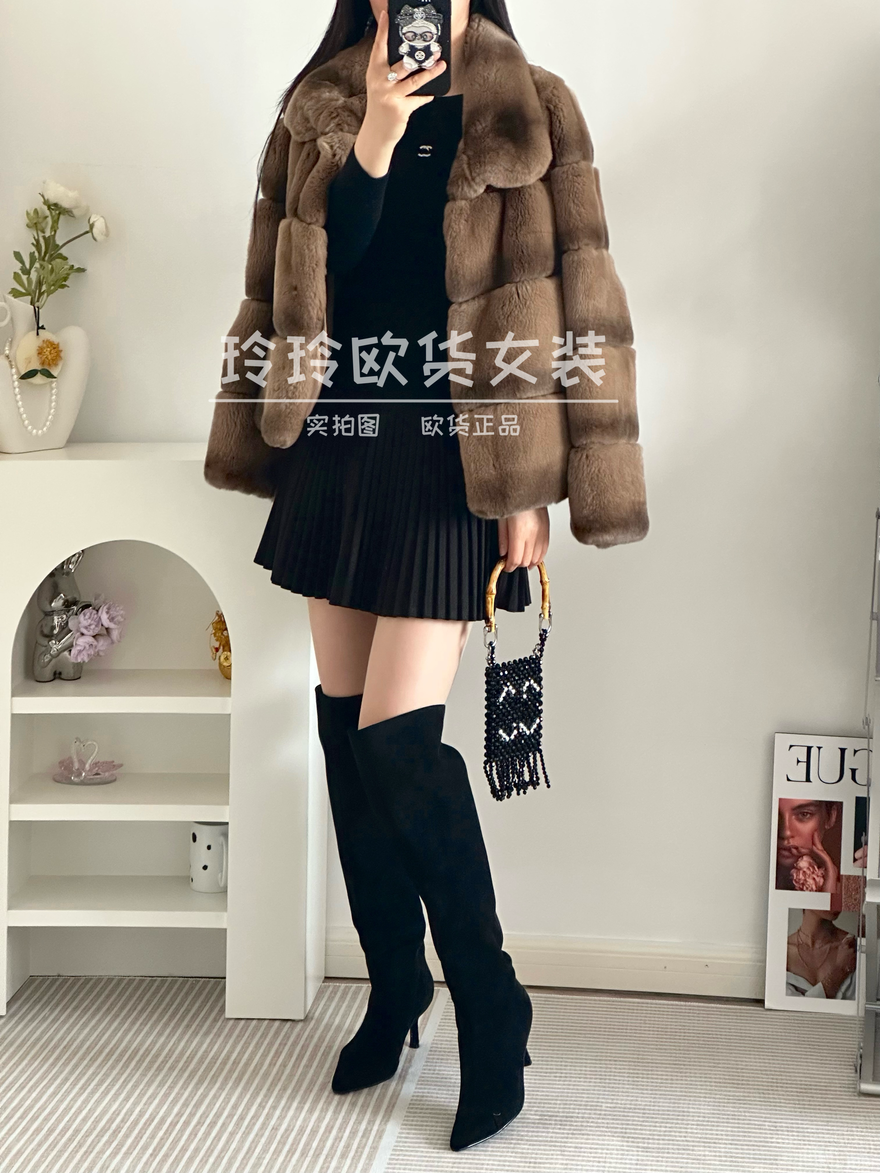 2025欧货新款高品质立领加厚懒兔龙猫皮草外套