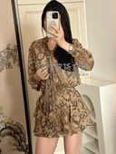 衬衫 风收腰印花飘带荷叶边中长款 上衣 法式 2026年欧货正品