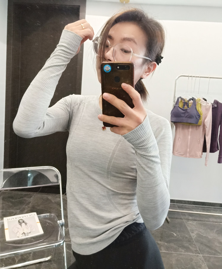 LULU同款女瑜伽服速干衣运动跑步健身T恤普拉提透气柠檬秋冬长袖T