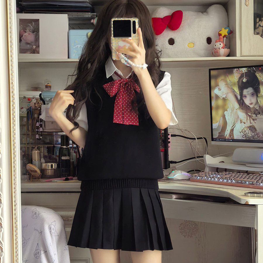 四月樱JK制服领结波点平角大领结