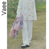 气质百搭休闲裤 Vaee大码 雪尼尔长裤 胖mm宽松阔腿裤 女装 秋冬新款