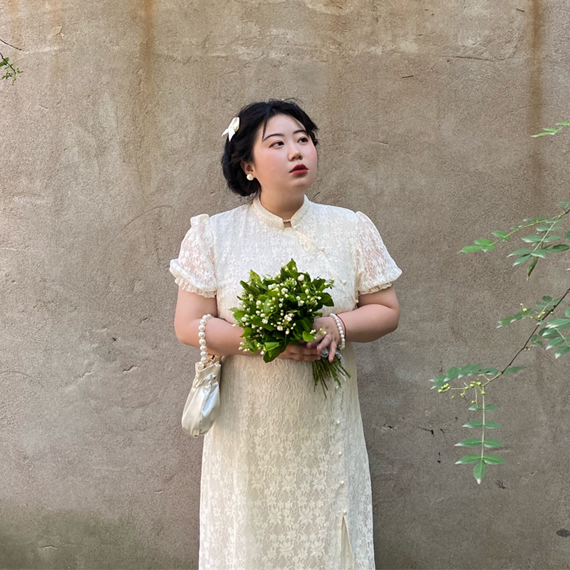 vaee大码女装礼服复古连衣裙