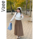 高腰显瘦A字裙秋冬新款 Vaee大码 女装 气质复古百搭美拉德半身长裙