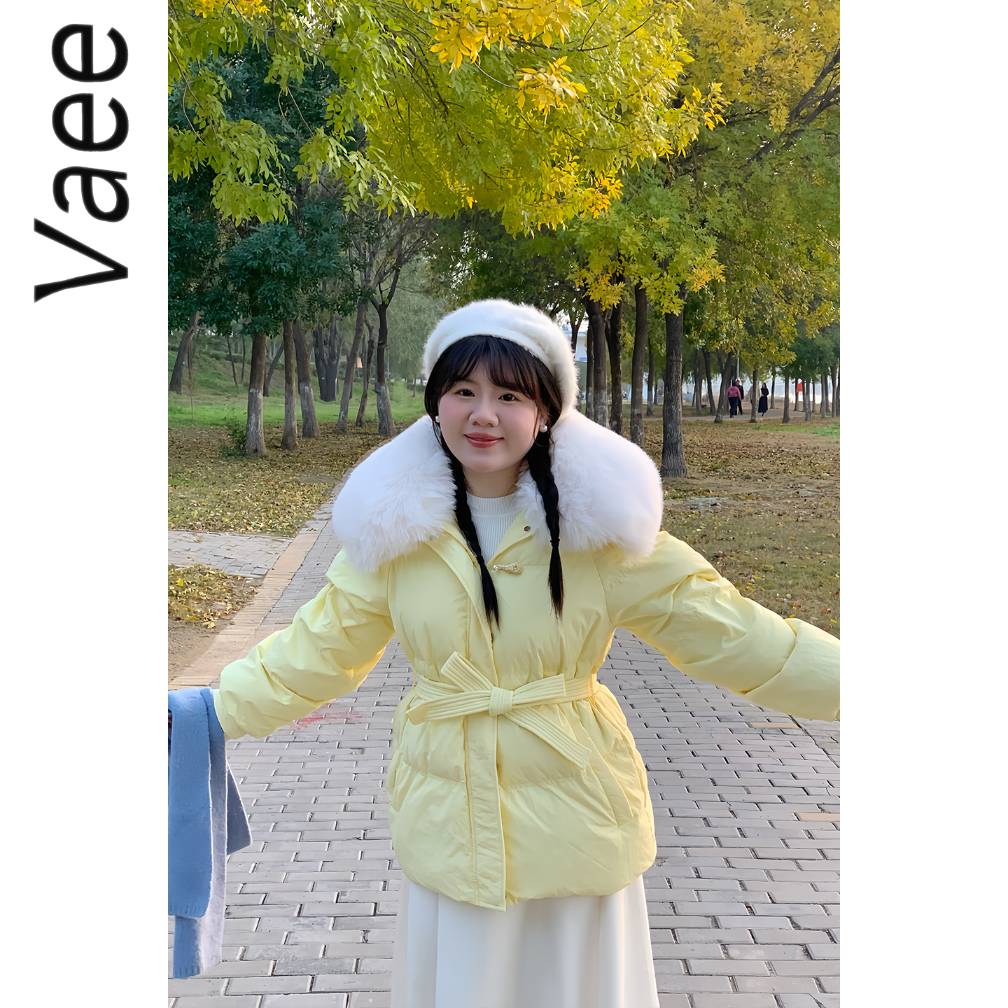 Vaee大码女装短款收腰显瘦白鸭绒羽绒服冬季新款加肥加大保暖外套