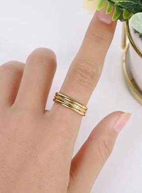 时尚不锈钢三生三世戒指钛钢磨砂戒指货源时尚