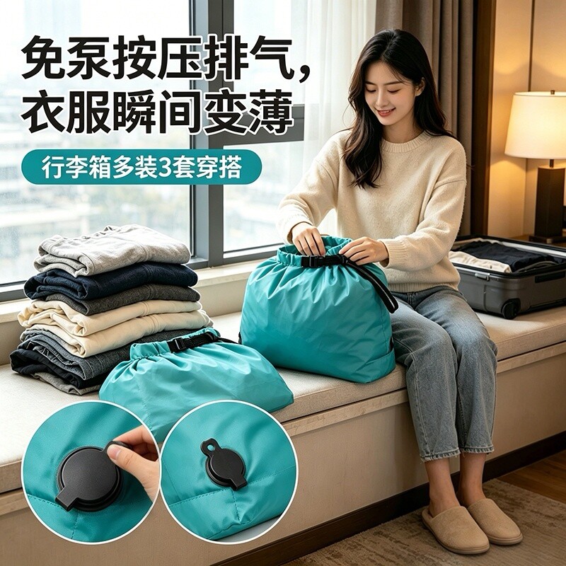 收纳博士旅行卷口压缩收纳袋衣物衣服防水行李箱专用免抽真空神器