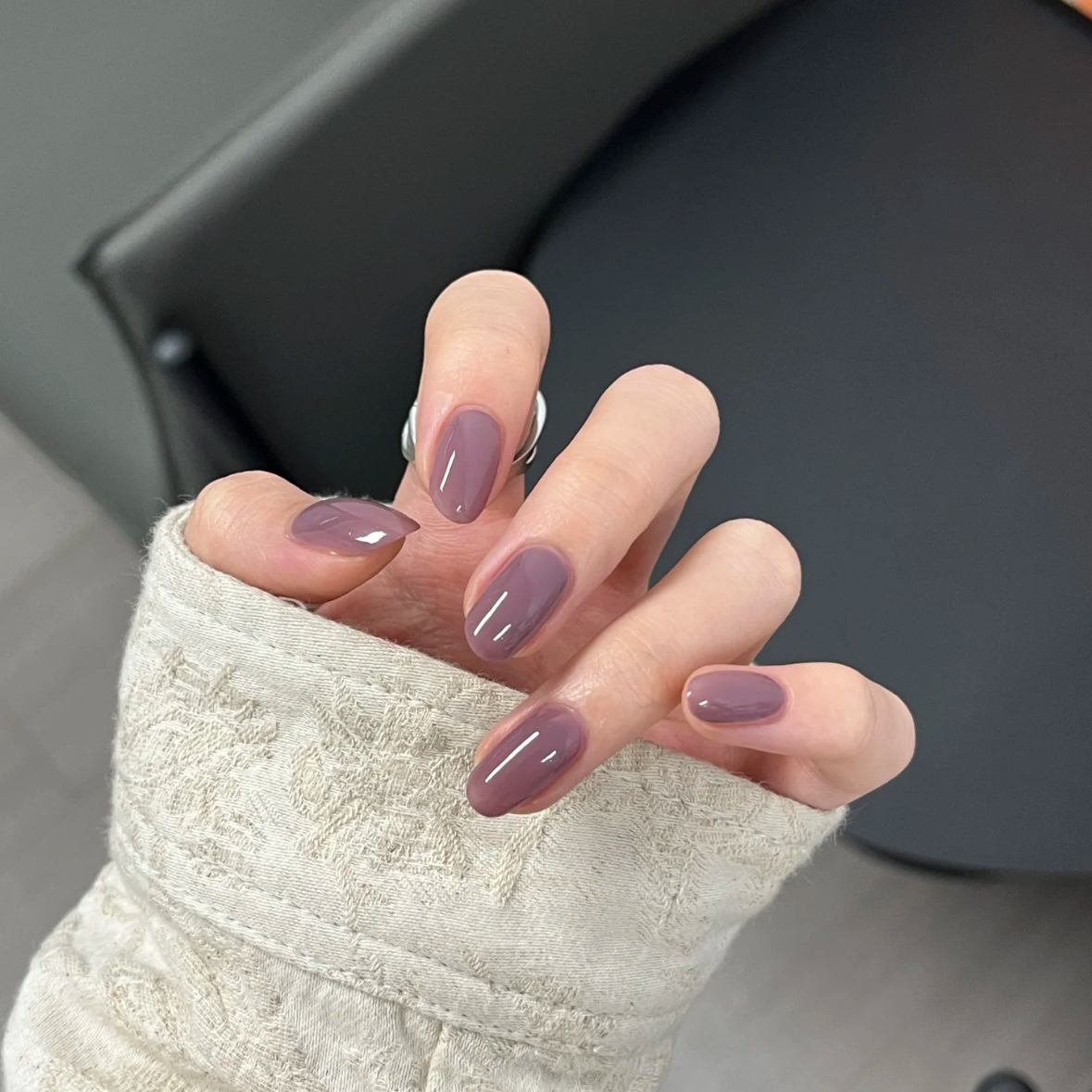 【紫府】纯手工穿戴甲纯色小众ins美甲贴片成品假指甲贴片