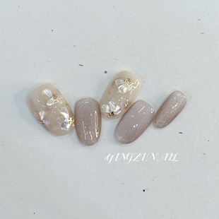 YZ615 纯手工穿戴甲成品美甲 猫眼贝壳新品