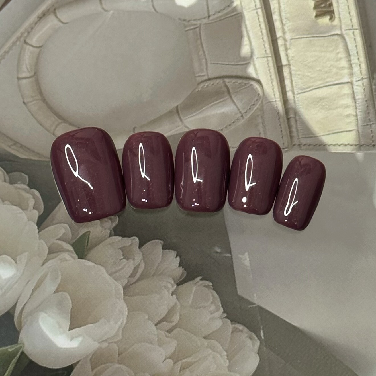 【M204】纯手工穿戴甲紫色系细闪单色成品美甲假指甲贴片