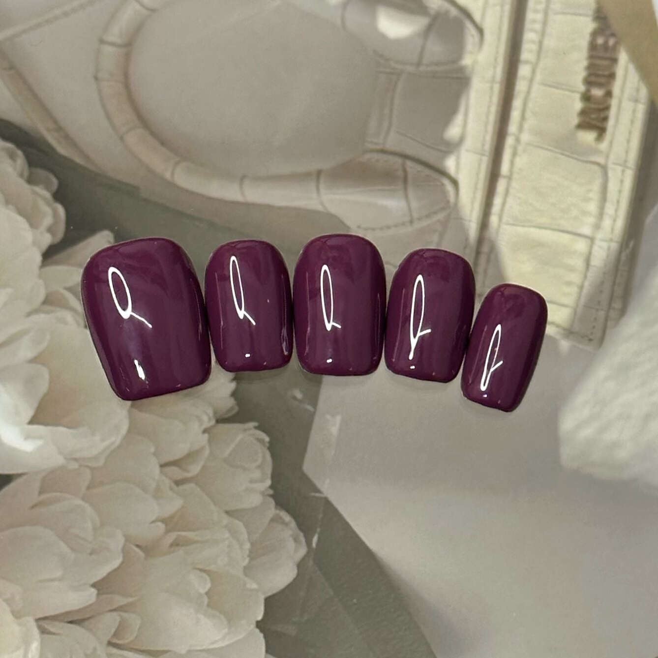 【M198】纯手工穿戴甲紫色系单色成品美甲假指甲贴片