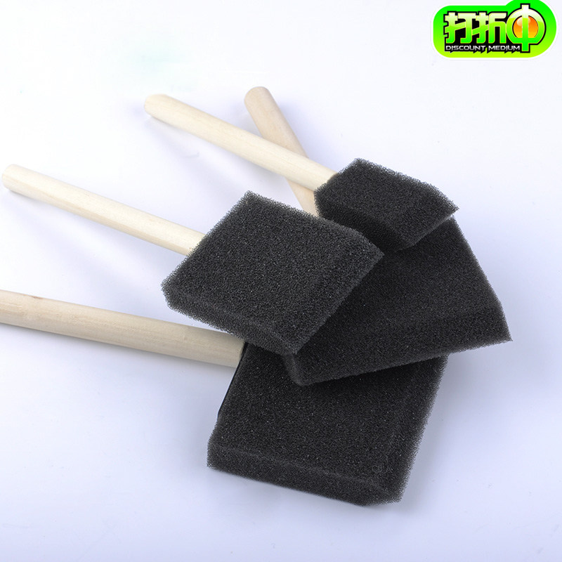 diy海绵刷 手工模型制作上色工具 油漆涂软刷 清洁打扫木柄小刷子