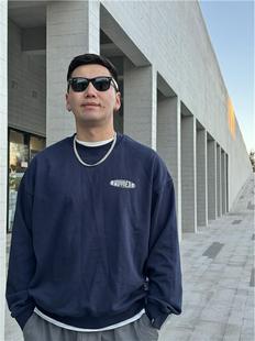 無南WUVNEN STREET藏蓝套头宽松百搭卫衣