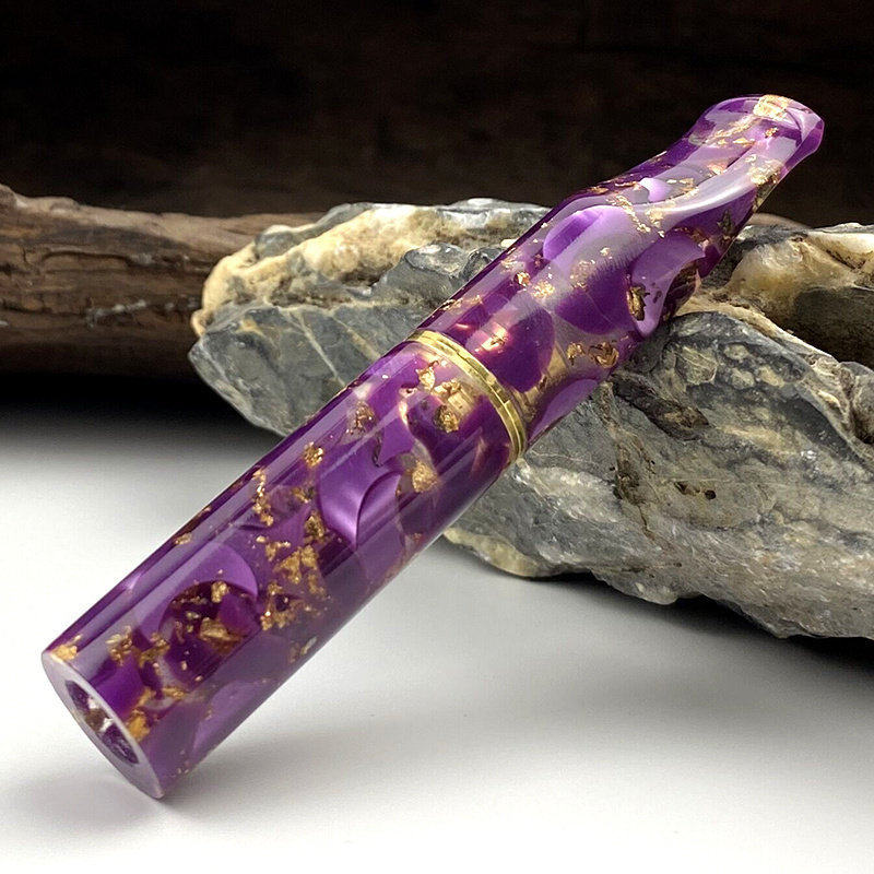 亿辉紫色树脂烟嘴9mm活性炭烁石软木过滤芯使用粗中细一体三用男