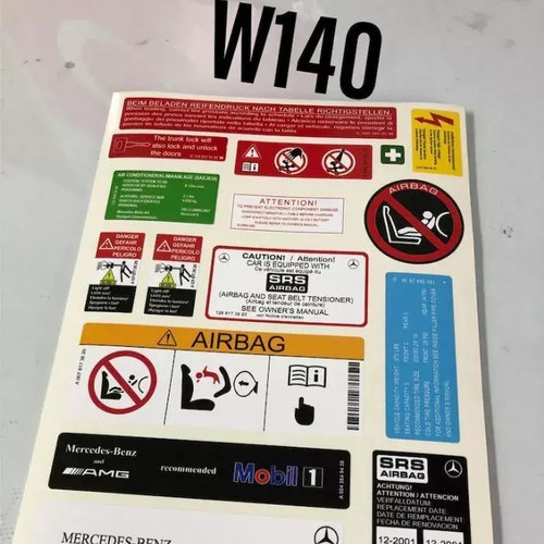 奔驰W140虎头奔舱车架标签贴纸