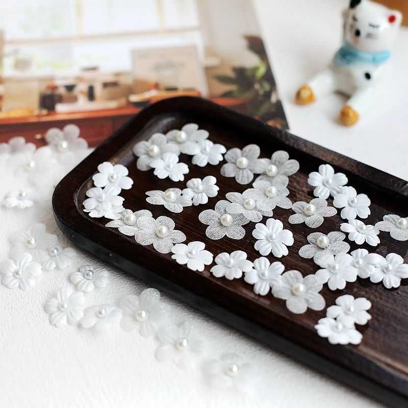 韩国压缩片布艺亮面钉珠立体手工手捧花朵 婚纱礼服装饰DIY高质量