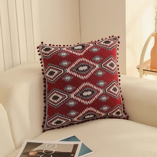 新年靠枕复古民族亚麻流苏编织纯棉抱枕套靠垫车沙发床趴睡