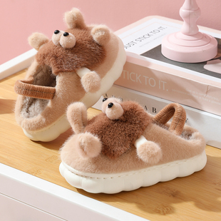宝宝棉拖鞋男宝可爱卡通冬季室内加厚防滑儿童棉拖鞋女包跟1-3岁2