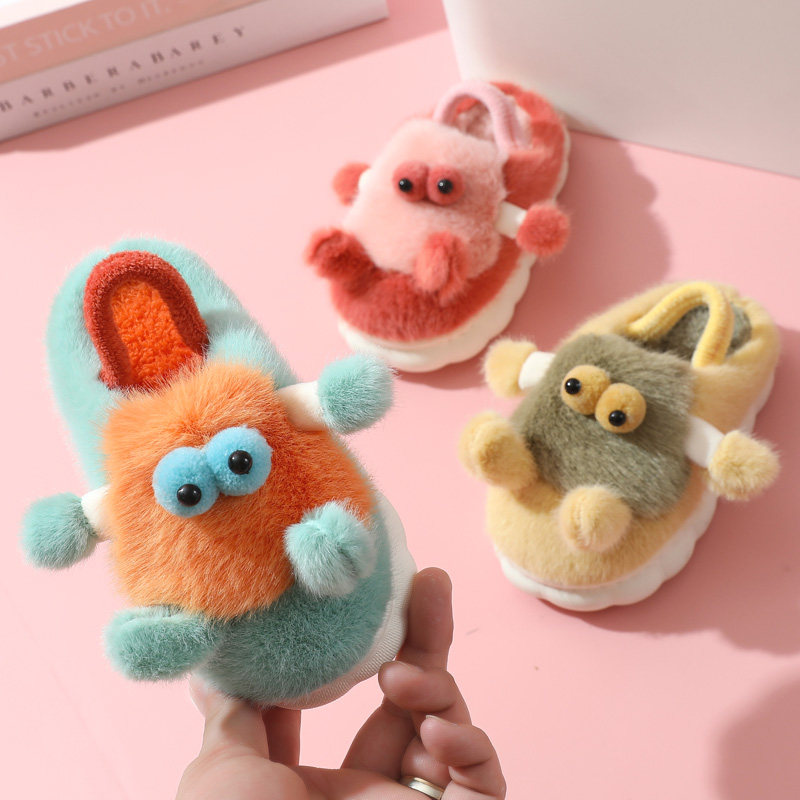 可爱萌洋气宝宝棉拖鞋女1-3-6岁2卡通冬季室内防滑儿童毛拖鞋男童