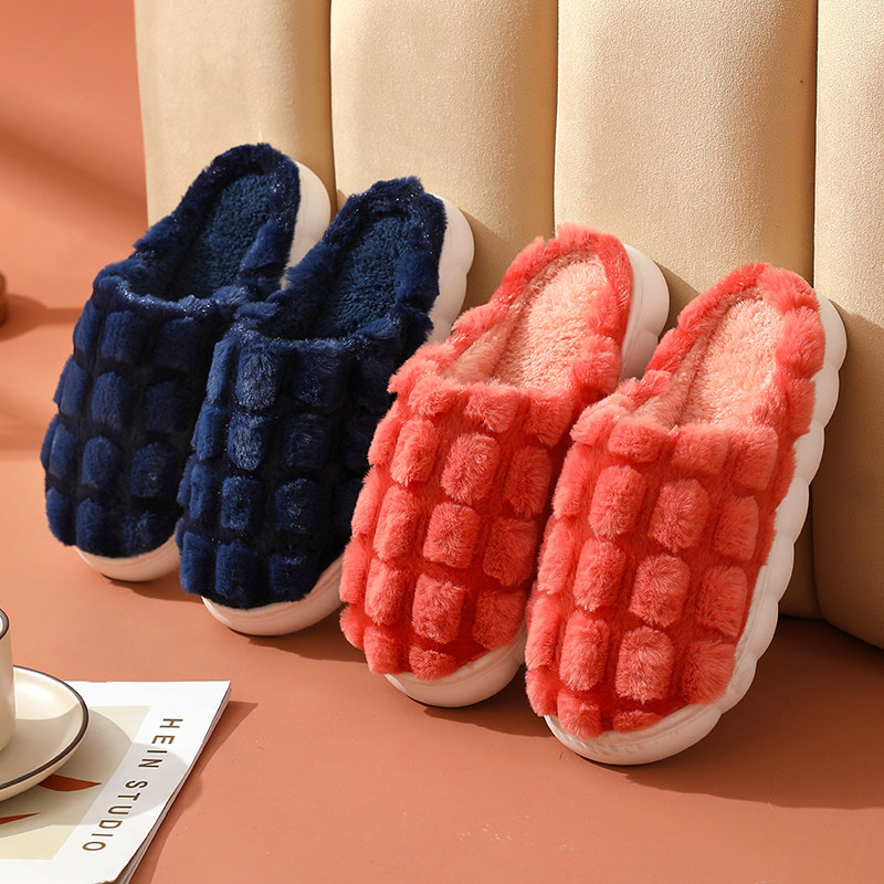 清仓棉拖鞋女士情侣秋冬季厚底防滑居家月子保暖踩屎感毛毛拖鞋男
