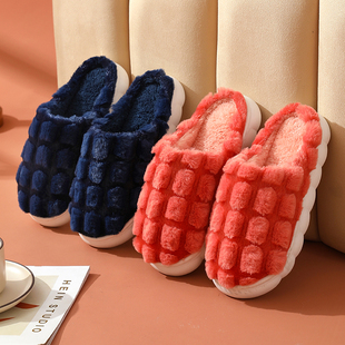 清仓棉拖鞋女士情侣秋冬季厚底防滑居家月子保暖踩屎感毛毛拖鞋男