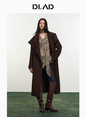 DI.AD 26法式外套翻领棕色绵羊毛大衣女DD624939D0发款均可代购