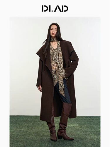 DI.AD 26法式外套翻领棕色绵羊毛大衣女DD624939D0发款均可代购