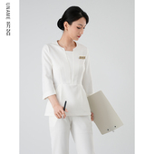 白色美容师工作服女高端月子中心按摩师牙科医生护士职业套装 新款