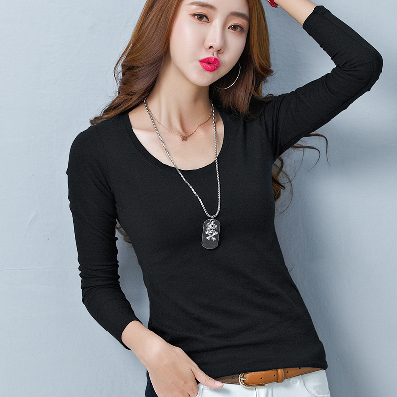 黑色纯棉打底衫百搭体恤