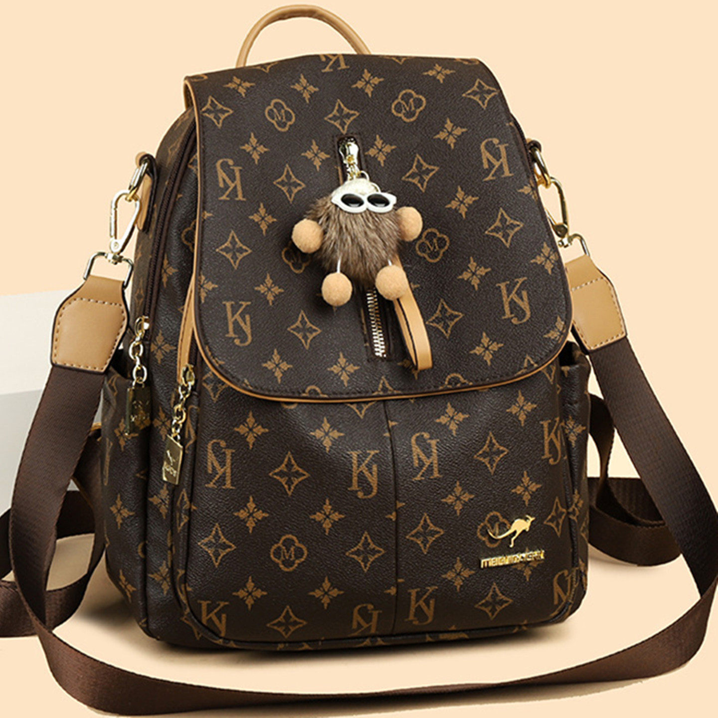 香港真皮双肩包女2026新款大容量百搭通勤休闲旅行包时尚轻便背包