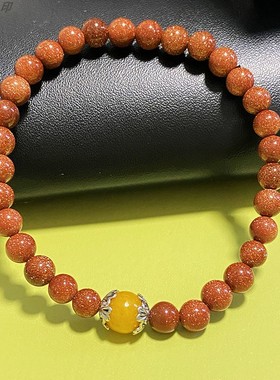 金砂石手串女款6mm金沙石水晶手串送闺蜜女生手链金沙石手串礼物