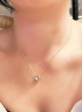 天然石项链女款锁骨链轻奢小众设计感高级气质百搭颈链配饰简约