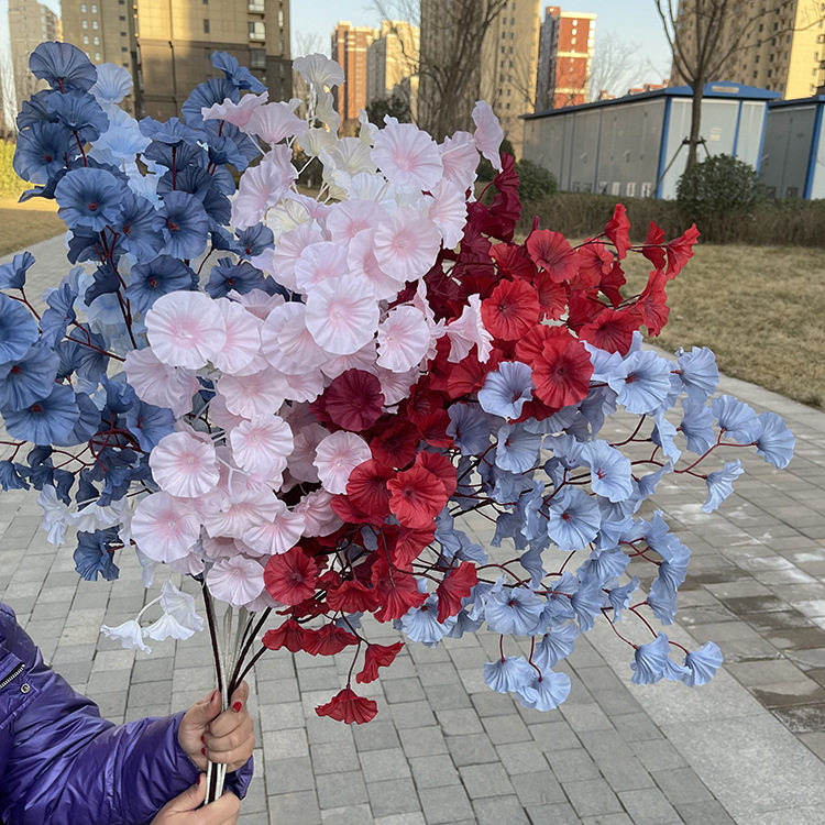婚庆仿真花楼兰加密喇叭花婚礼假花装饰背景插花路引花排