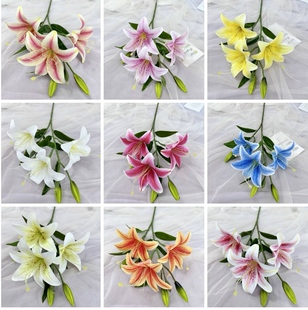 婚庆大百合花 3D百合婚庆堂装饰花高端假花居家摄影摆件白色百合