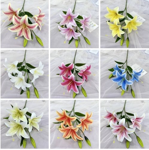 婚庆大百合花 3D百合婚庆堂装饰花高端假花居家摄影摆件白色百合