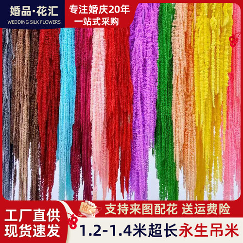 吊米永生花柔丽丝婚庆红小米美陈手捧花挂穗垂吊型线条花材干花