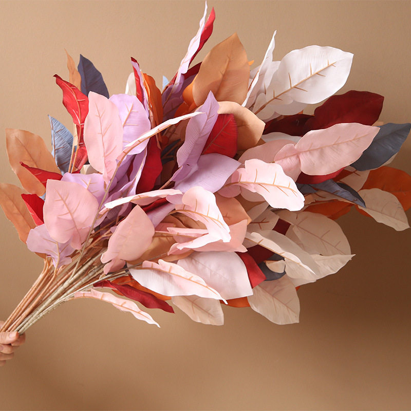 仿真单支大片柚子叶橙子叶婚庆路引插花排软装叶材仿真花绢花假花