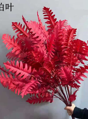仿真大柏叶锯齿叶槐叶婚庆花材假花婚庆装饰仿真花材花艺假花路引