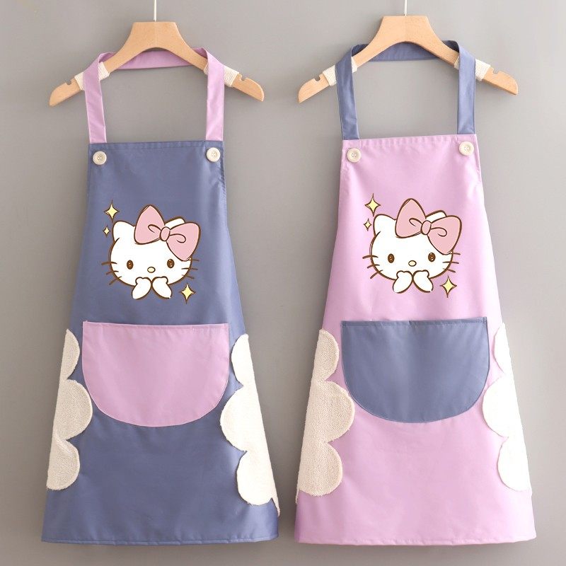可爱家用做饭防水女围裙夏新款漂亮简约清新防油耐磨定制印字logo