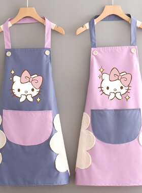 可爱家用做饭防水女围裙夏新款漂亮简约清新防油耐磨定制印字logo