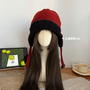 双面可戴日本羊羔毛飞行帽女冬加厚保暖雷锋帽子防风护耳雷锋帽