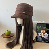 秋日氛围感 美拉德复古咖麂皮绒平顶马术帽女百搭ins高颅顶骑士帽