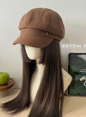 敲日系~好版型复古棕色报童帽女秋冬英伦风八角帽百搭画家贝雷帽