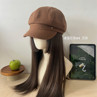 敲日系 型复古棕色报童帽女秋冬英伦风八角帽百搭画家贝雷帽 好版